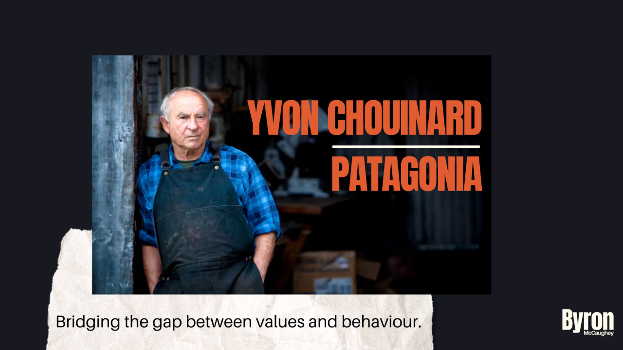 Sublime Studio article featuring Yvon Chouinard about values and behaviour